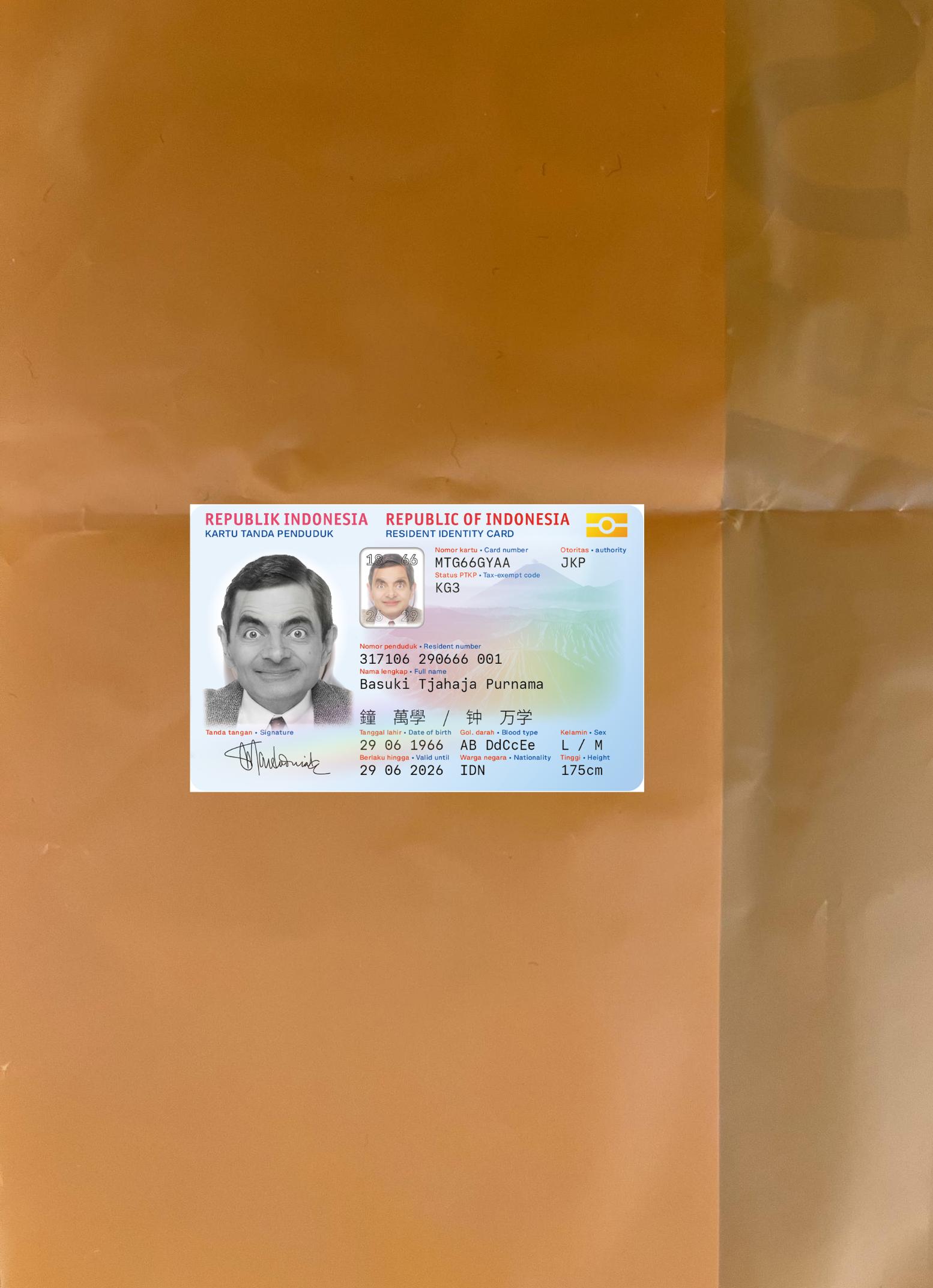 Downloadable Indonesia ID card new version photolook download for verification